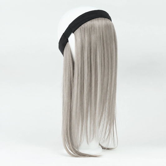 Bandeau de cheveux Rémy argent tête complète Sibelle sur fond blanc