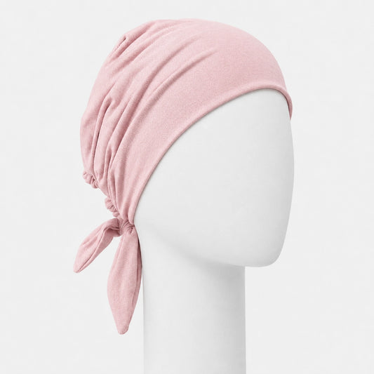 Foulard rétro en bambou rose sur fond blanc