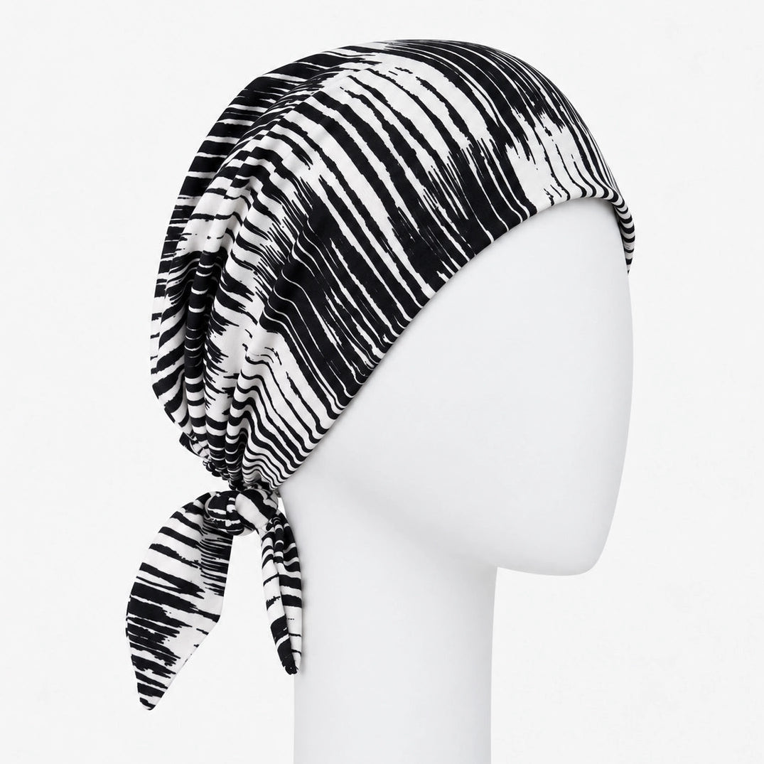 Foulard rétro zèbre Sibelle sur fond blanc