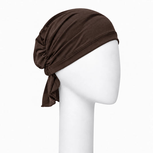 Foulard Sérénité en bambou brun Sibelle sur fond blanc