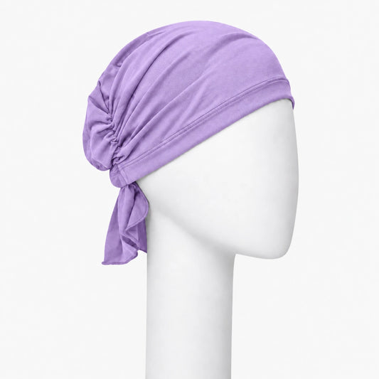 Foulard Sérénité en bambou lilas Sibelle sur fond blanc