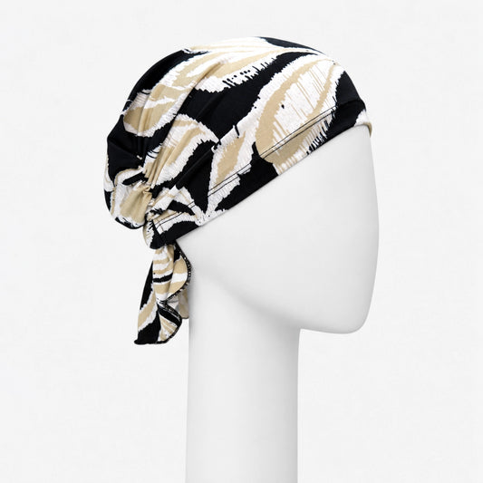 Foulard Sérénité palmier noir Sibelle sur fond blanc