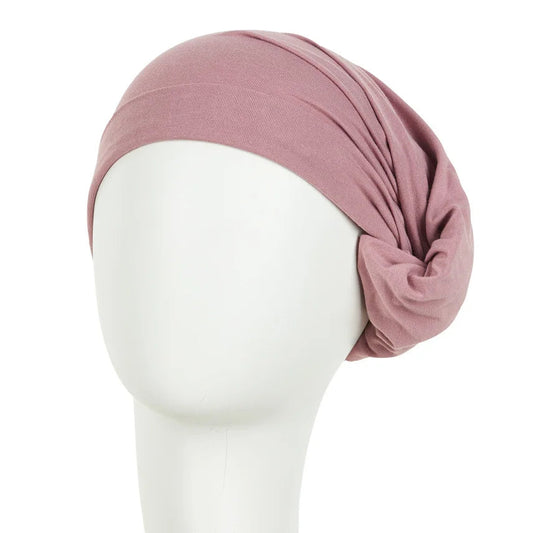 Foulard tube rose Sibelle sur fond blanc