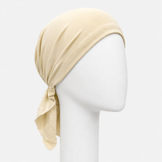 Foulard prénoué Sibelle en bambou lin sur fond blanc
