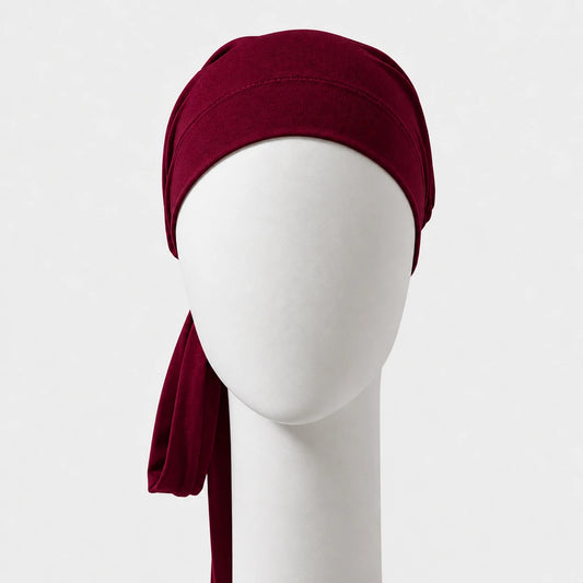 Foulard à corde en bambou rubi Sibelle sur fond blanc