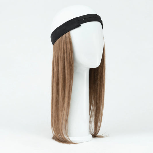 Bandeau de cheveux 15 pouces Rémy châtain no.8 Sibelle sur fond blanc