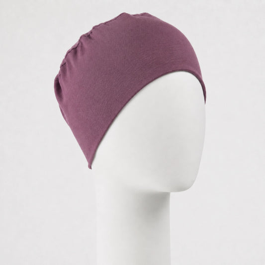 Bonnet confort en bambou prune Sibelle sur fond blanc