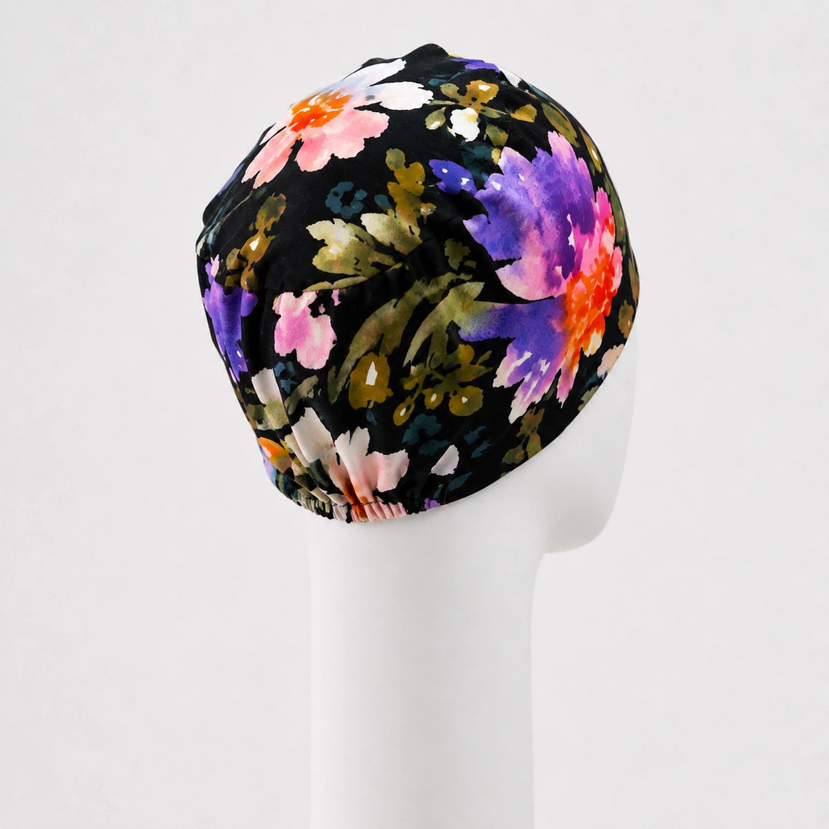 Bonnet confort palmier violet Sibelle sur fond blanc  vue élastique