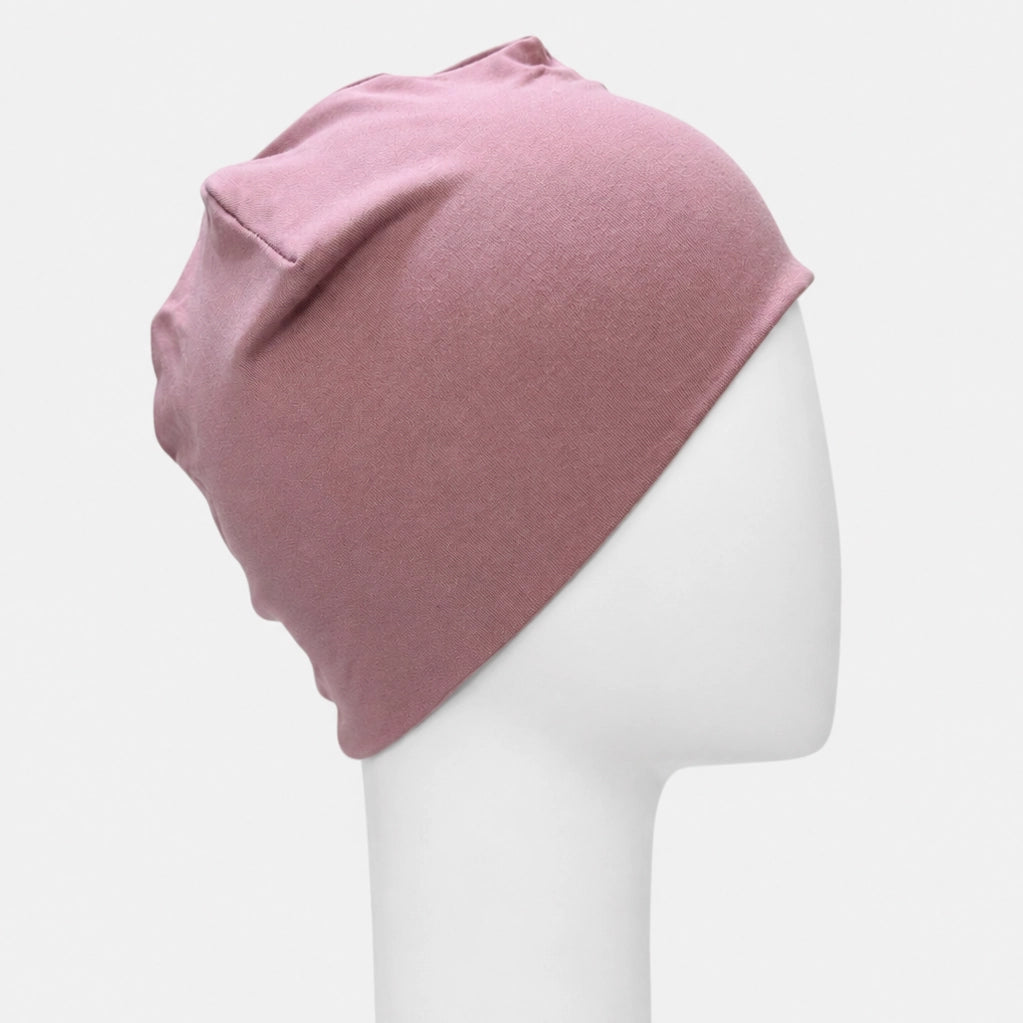 Bonnet dodo Sibelle vieux rose sur fond blanc angle 90 droit