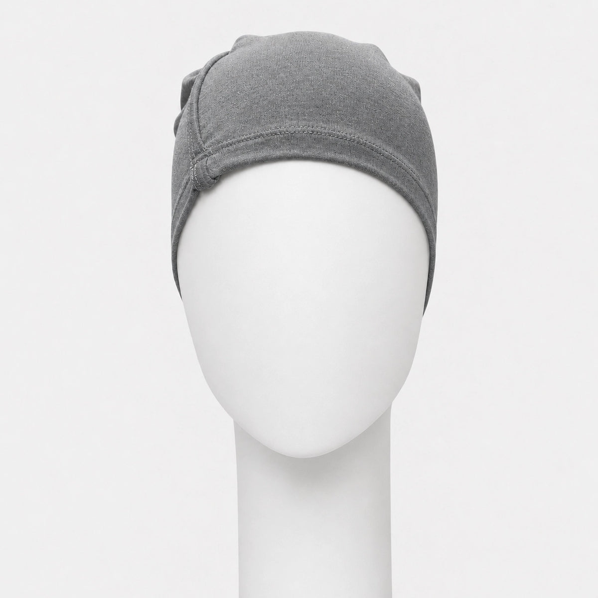 Bonnet de nuit Sibelle en bambou gris sur fond blanc vue de face