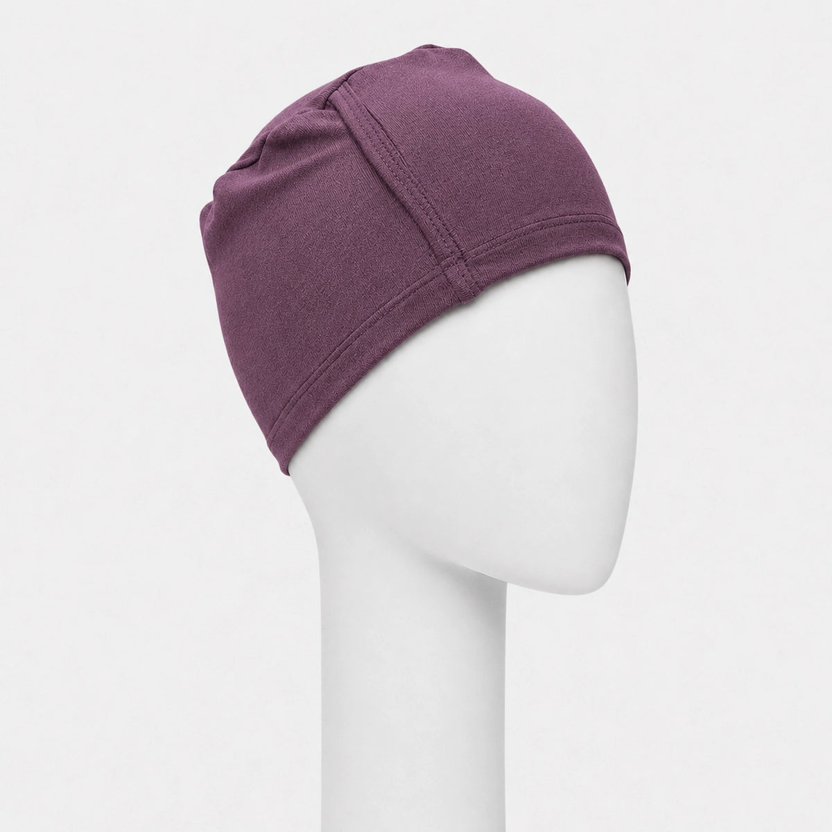 Bonnet de nuit Sibelle en bambou prune sur fond blanc 