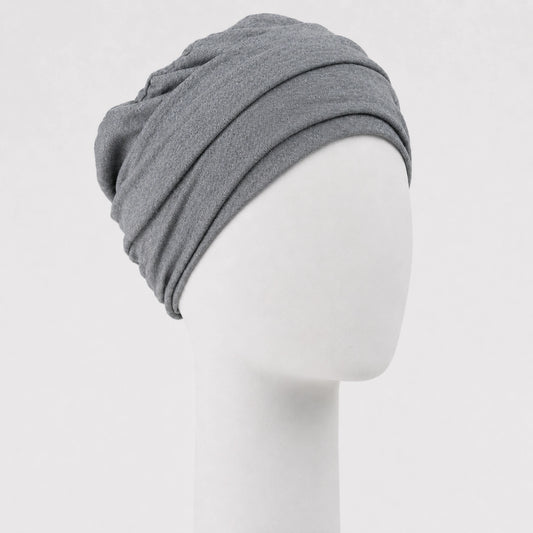 Bonnet twist en bambou gris Sibelle sur fond blanc