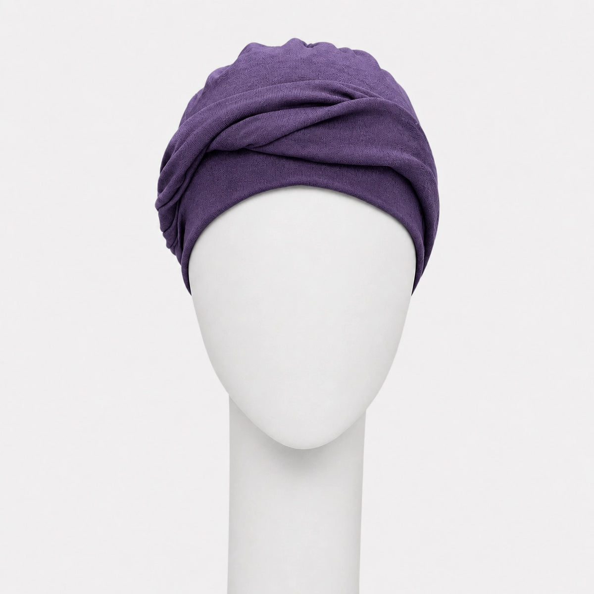 Bonnet twist en bambou violet Sibelle sur fond blanc face