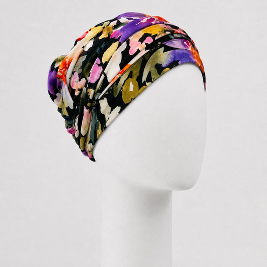 Bonnet twist palmier noir Sibelle sur fond blanc 