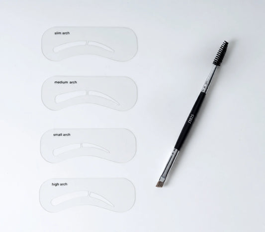 Ensemble à soucils Sibelle comprennant un pinceau et un pochoir à sourcils