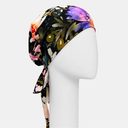 Foulard à corde palmier violet Sibelle sur fond blanc