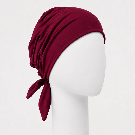 Foulard rétro en bambou rubi sur fond blanc
