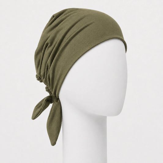Foulard rétro en bambou vert sur fond blanc