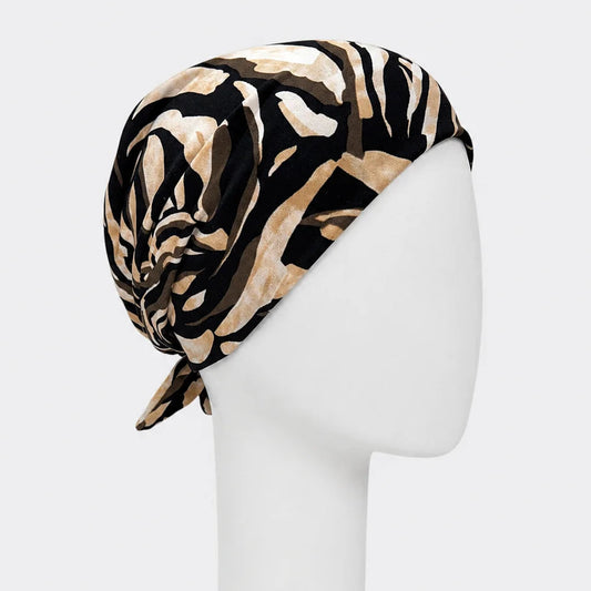 Foulard rétro brazil noir Sibelle sur fond blanc