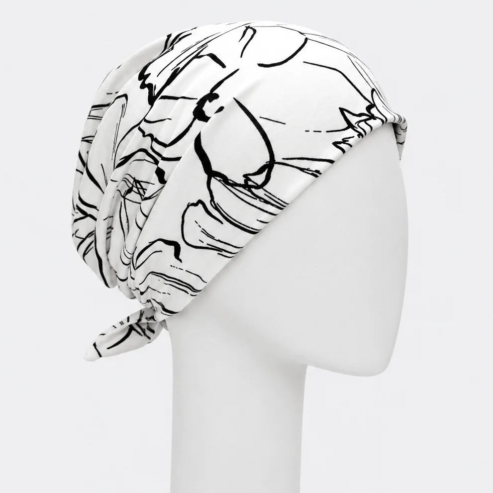 Foulard rétro darcy blanc Sibelle sur fond blanc