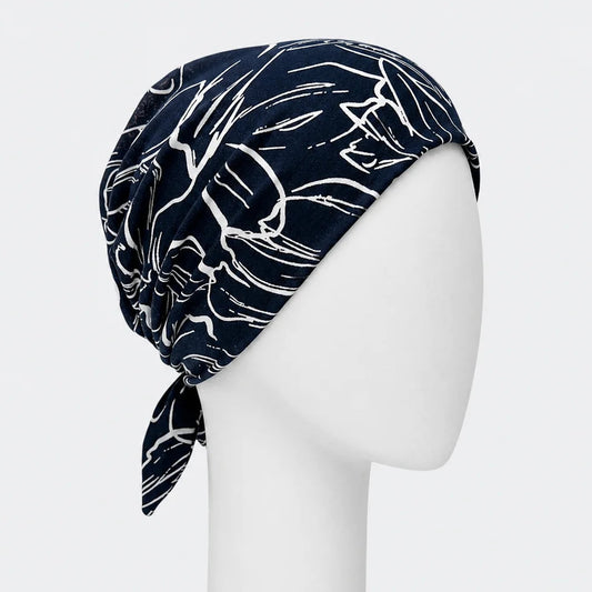 Foulard rétro darcy bleu Sibelle sur fond blanc