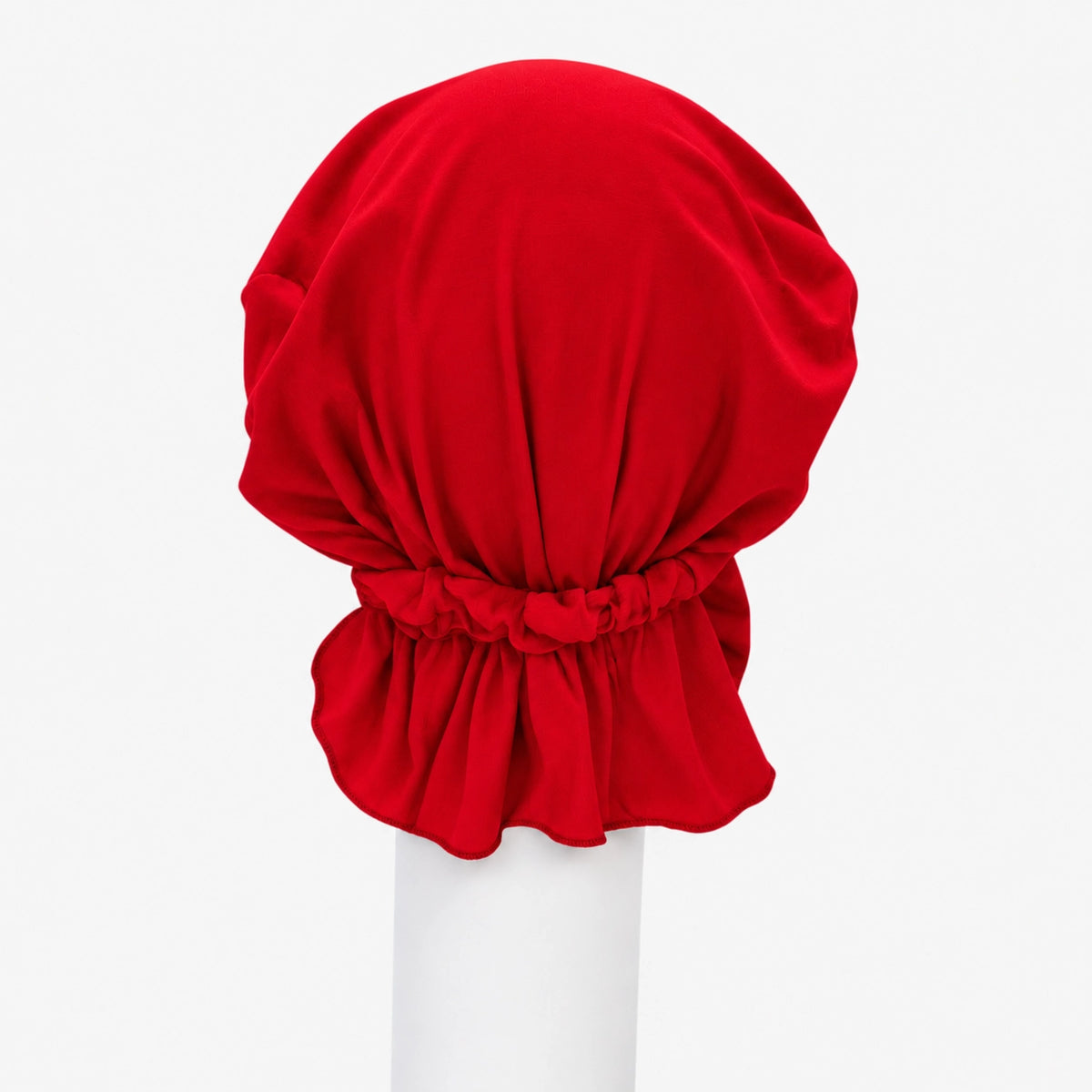 Foulard Sérénité en bambou rouge Sibelle sur fond blanc vue de dos
