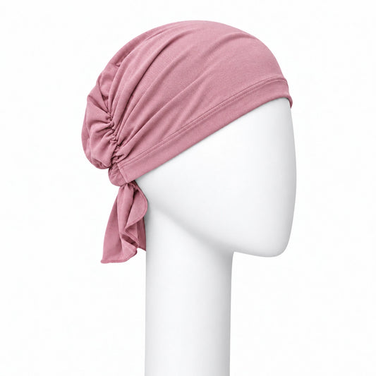 Foulard Sérénité en bambou vieux rose Sibelle sur fond blanc
