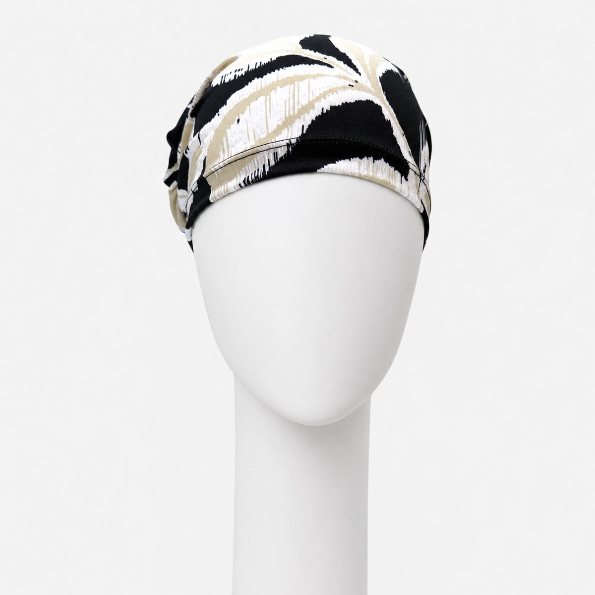 Foulard Sérénité palmier noir Sibelle sur fond blanc vue de face