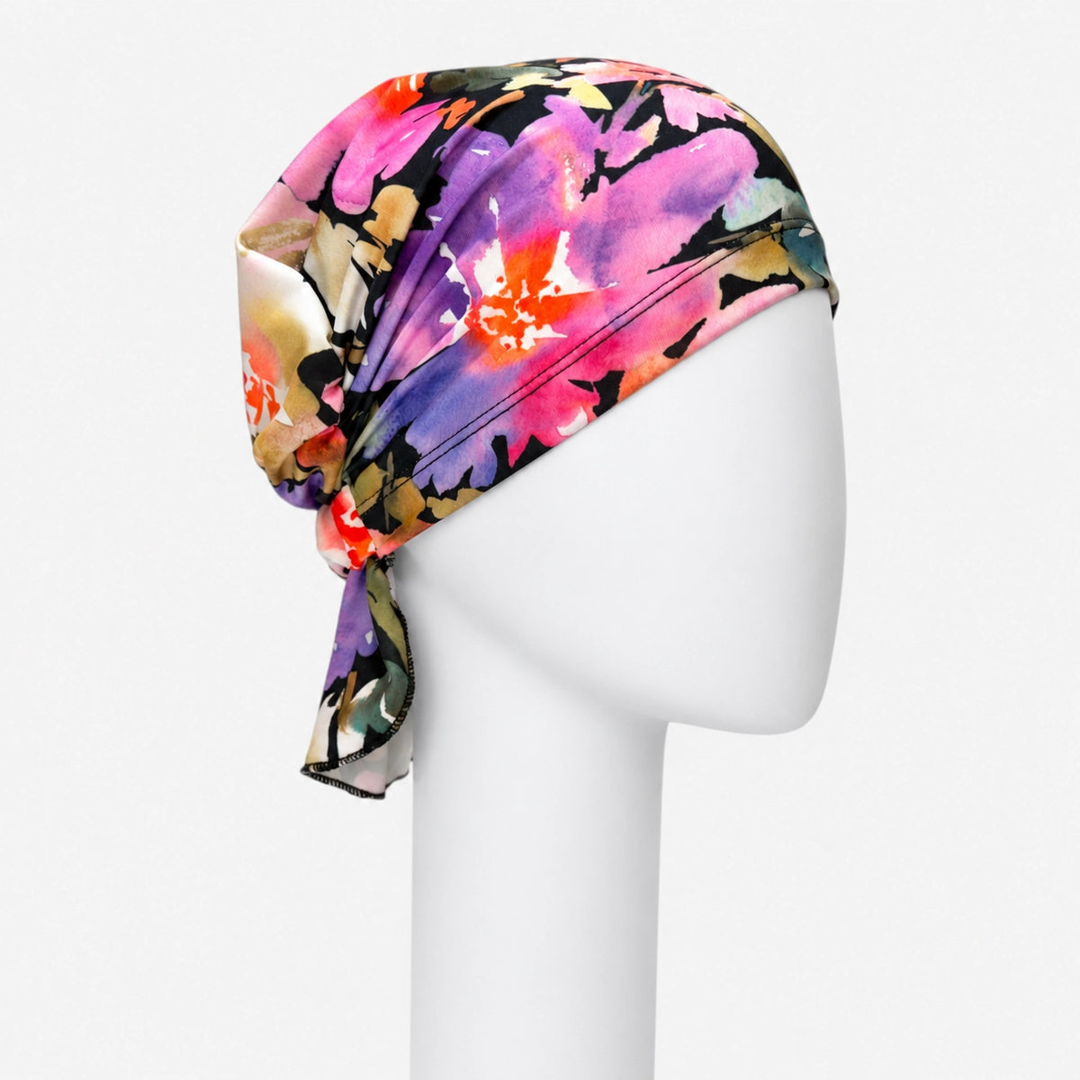 Foulard Sérénité palmier violet Sibelle sur fond blanc