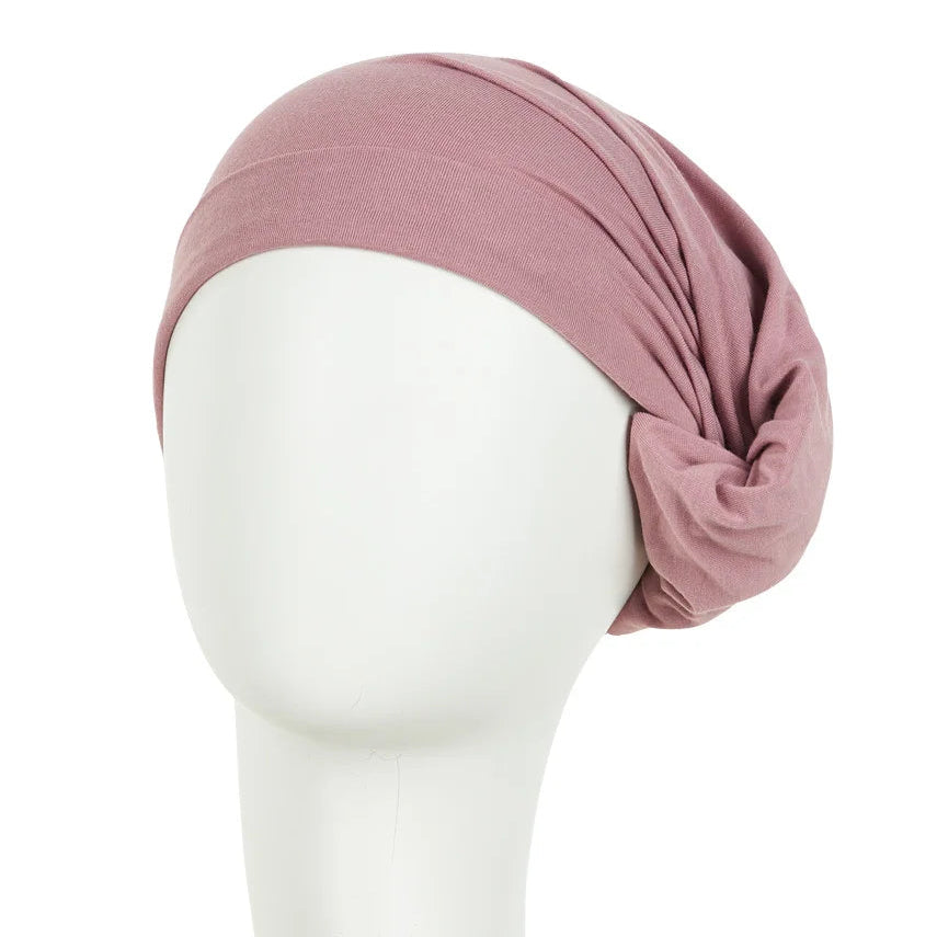 Foulard tube rose Sibelle sur fond blanc