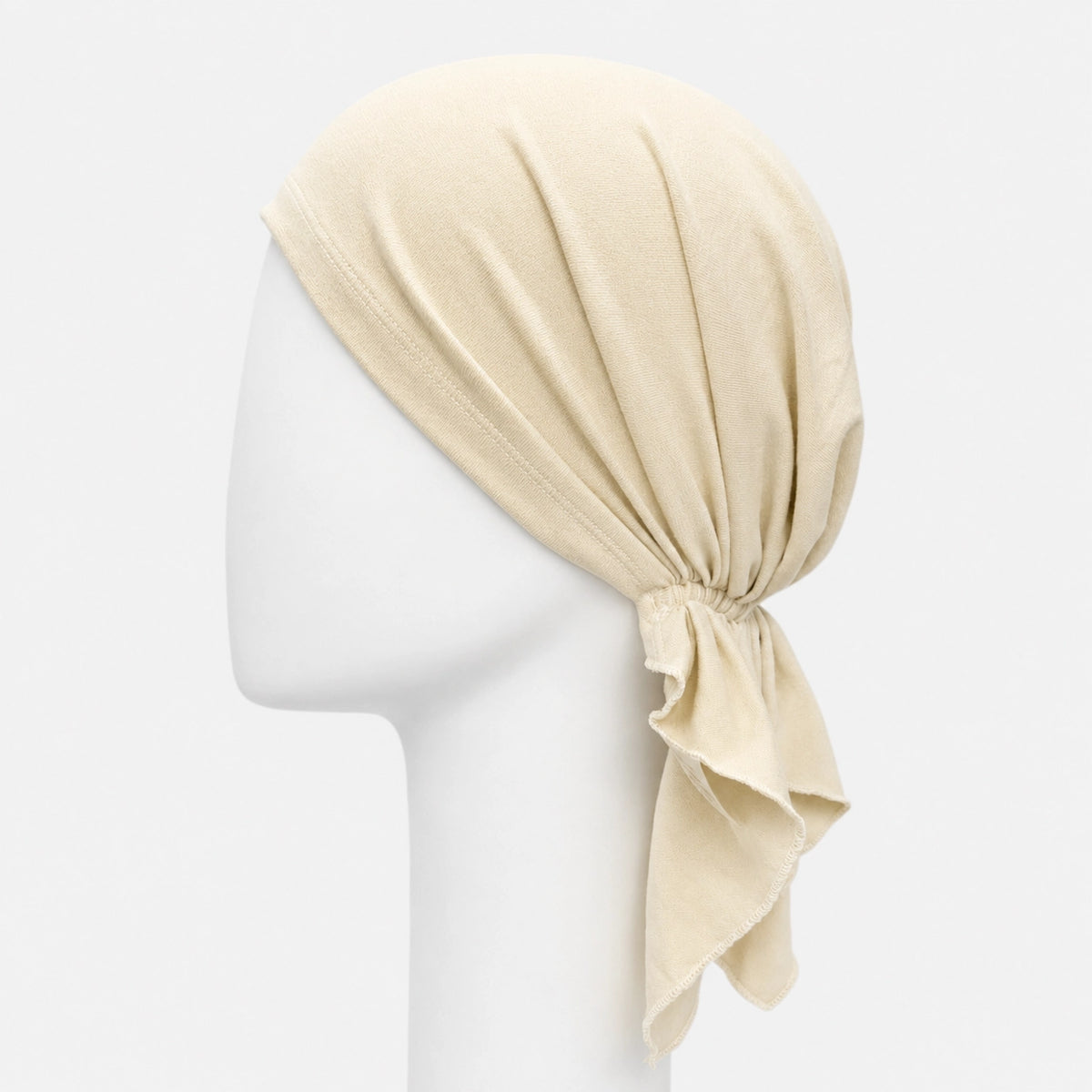 Foulard prénoué Sibelle en bambou lin sur fond blanc vue côté gauche
