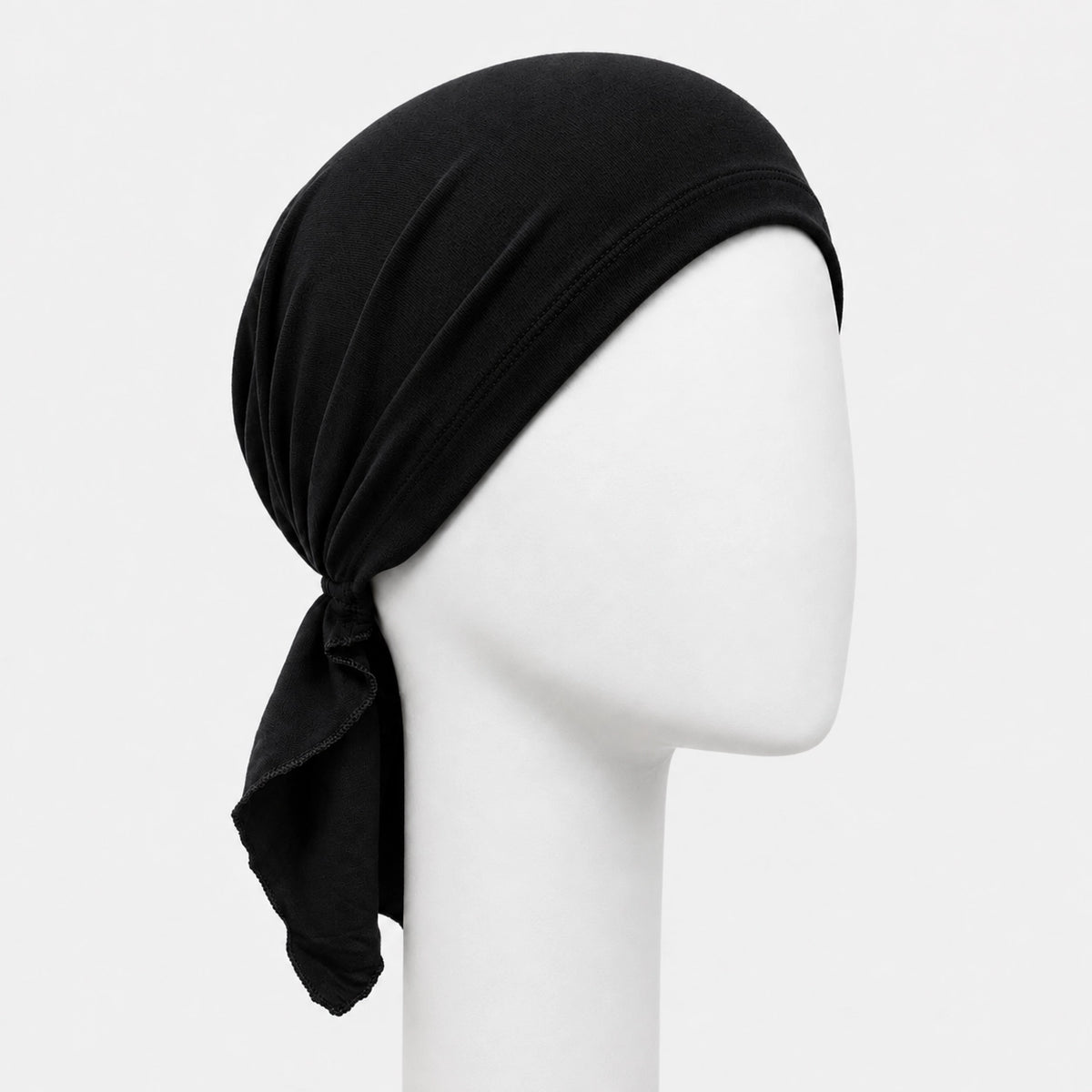 Foulard prénoué Sibelle en bambou noir sur fond blanc