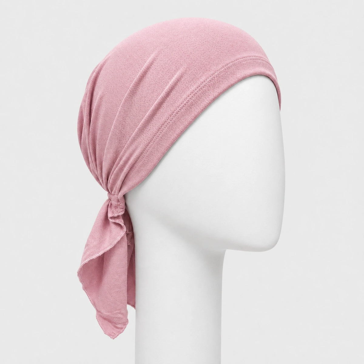 Foulard prénoué Sibelle en bambou rose sur fond blanc