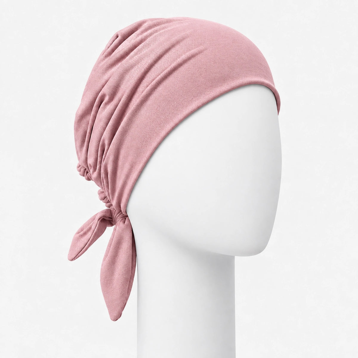 Foulard rétro en bambou vieux rose sur fond blanc