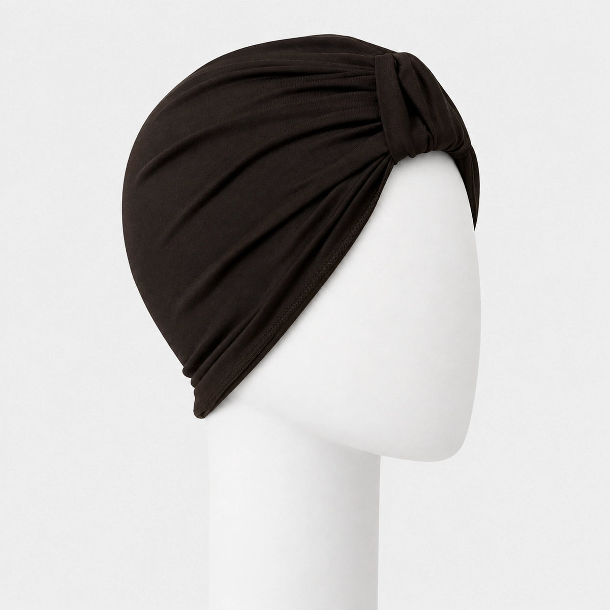 Turban en bambou brun Sibelle sur fond blanc