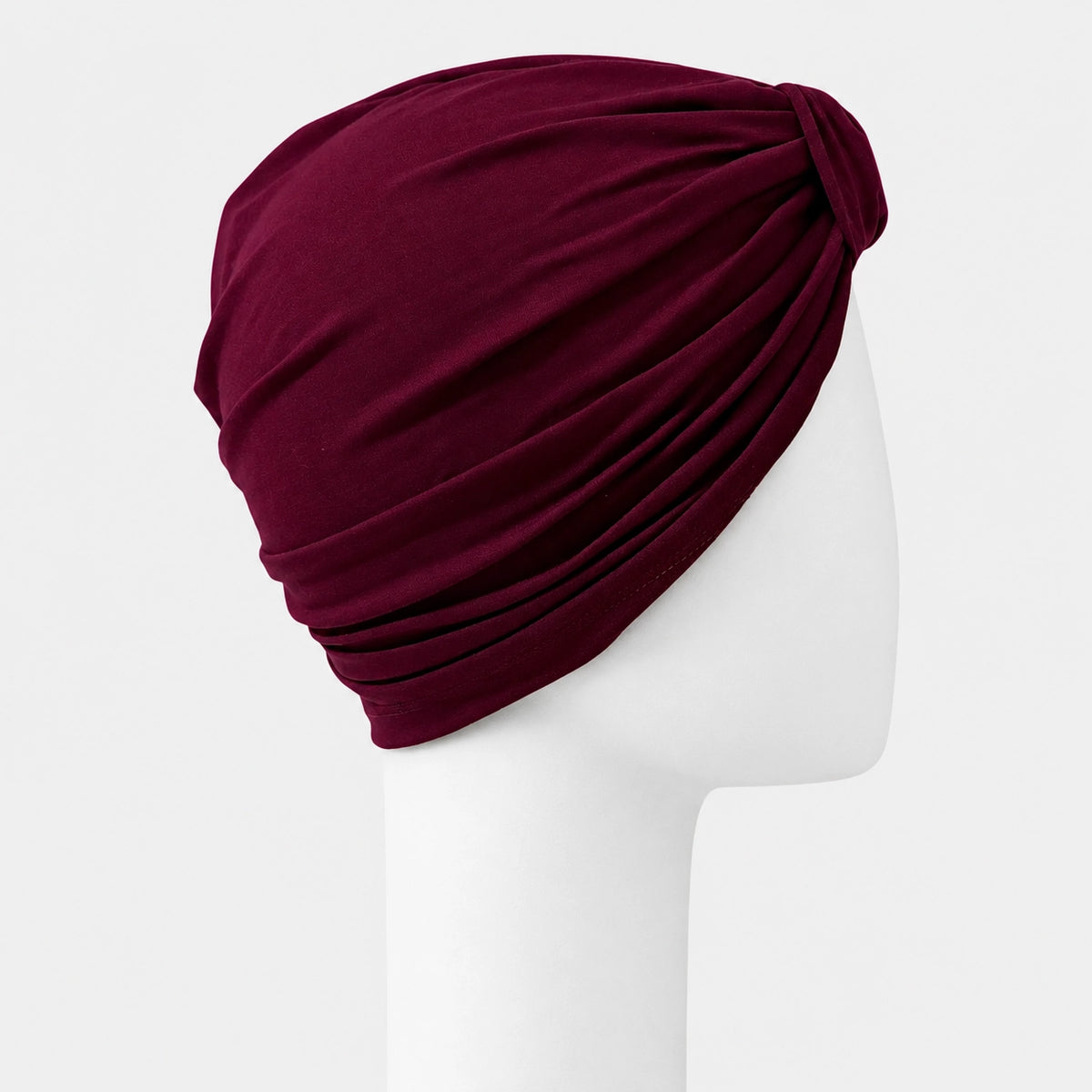 Turban en bambou rubi Sibelle sur fond blanc vue côté droit