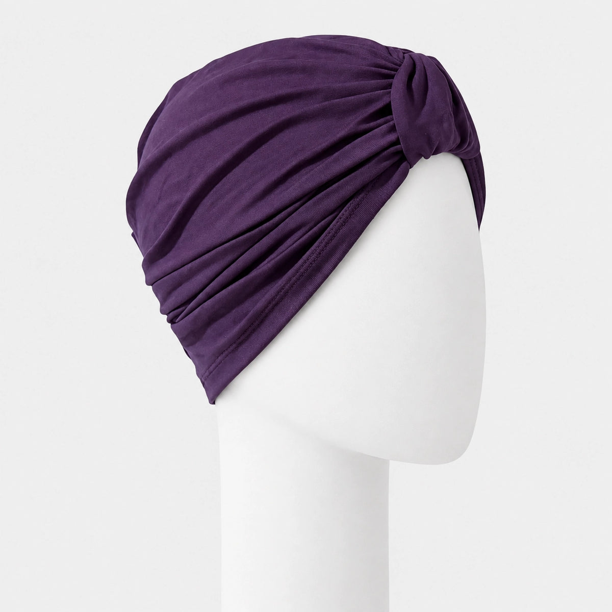 Turban en bambou violet Sibelle sur fond blanc