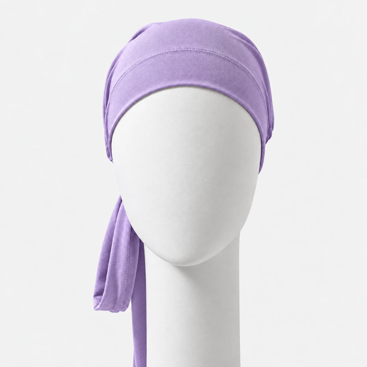 Foulard à corde en bambou lilas Sibelle sur fond blanc